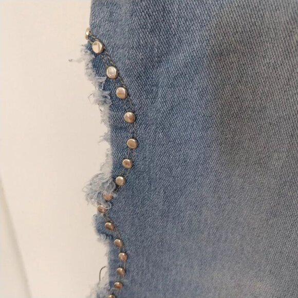Y2K VTG Rave R4R Studded Super Distressed Jeans Jrs 1 Grunge Punk Crop - Picture 3 of 6